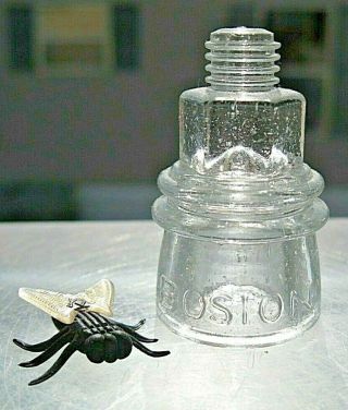 Older Rare/ Scarce Mini Glass Insulator Clear Boston Style Mini