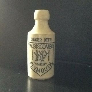 W.  Biscombe Plymouth Ginger Beer Stoneware Bottle 1890 