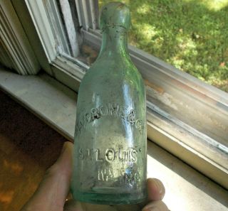 St.  Louis,  Mo H.  Grone & Co L&w 1860s Squat Soda Bottle Applied Blob Top Privy Dug
