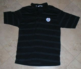 Black Striped Pittsburgh Steelers Collared Polo Shirt Men 