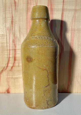Francis Mckinney Phila Pa Stoneware Mead Bottle 1870s Hand Thrown Pottery Tan