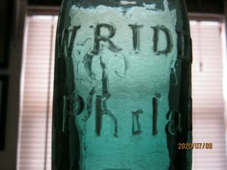 WOW AN TEAL COLOR PONTILED BLOB SODA W.  RIDDLE BLOB SODA Philada. 2