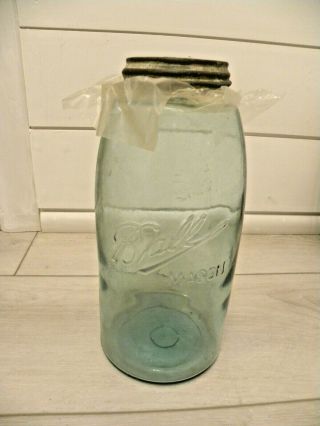 1900 - 1910 Qt Ball 3 L Mason Jar With Bubbles In The Glass Fruit Jar -