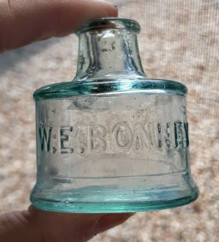 W.  E.  Bonney Aqua Ink Well / Bottle Circa 1870s