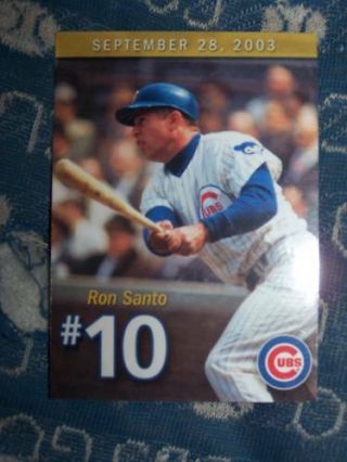 Chicago Cubs Ron Santo 10 Retirement Day Card Wrigley Field Sga
