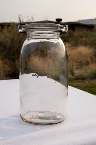 Antique Doolittle Qt Canning/fruit Jar,  With Unique Glass Lid.