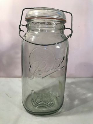 Lookie Lookie Large 2 Gal.  Clear Ideal Ball Jar Bail Lid With Eagle Sticker 12”