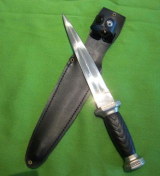 [l044] Black Handled Athame With Leather Sheath / Dagger / Knife [cntauctions]