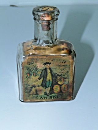 Vintage Old Quaker Miniature Rye Whiskey Labeled Bottle 1897