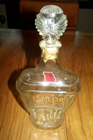 Vintage Old Taylor Kentucky Bourbon Whiskey Empty Liquor 750ml Bottle 4/5 Quart