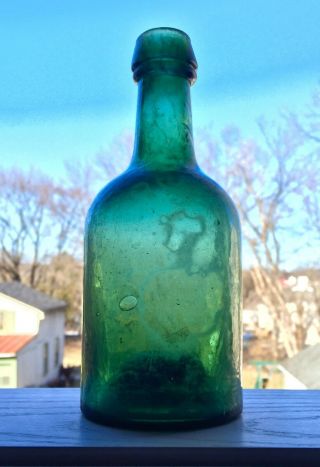 Green Iron Pontil Squat Porter Beer Stout Bottle Philadelphia Pa 1850s Blown