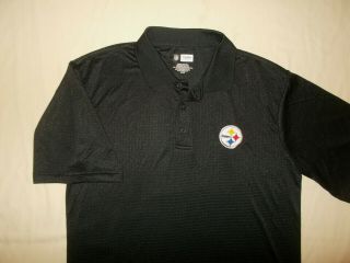 Nfl Pittsburgh Steelers Short Sleeve Black Polo Shirt Mens Medium