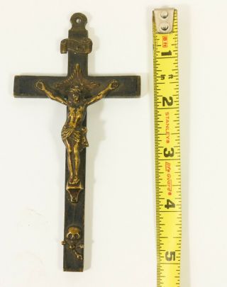 Antique Pectoral Priest Nun Crucifix Brass Skull Crossbones 5 Inches