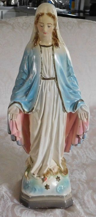 Vintage Virgin Mary Madonna Chalkware Religious Statue 13 1/2” Marked C.  S.  113