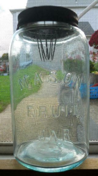 Abm Aqua Sparkling Quart Mason Fruit Canning Jar With 9 Tine Mouse Trap Lid