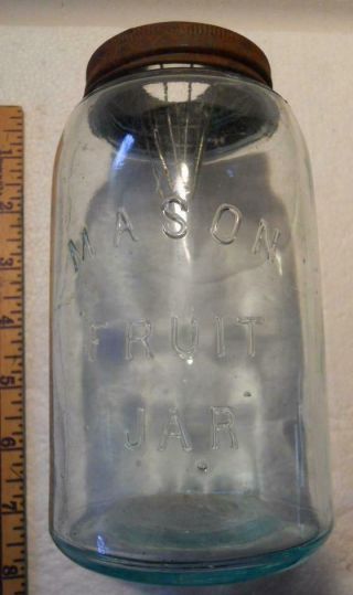 ABM Aqua Sparkling Quart Mason Fruit Canning Jar With 9 Tine Mouse Trap Lid 2