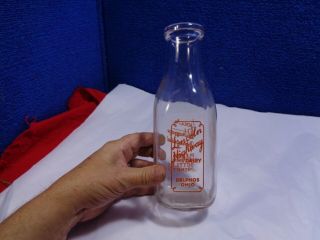 Vintage Dairy Glass Milk Bottle 3.  Lincoln Hwy Dairy Delphos Ohio