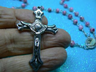 PINK SPECKLED BEAD ROMAN CATHOLIC 5 DECADE HOLY ROSARY 2