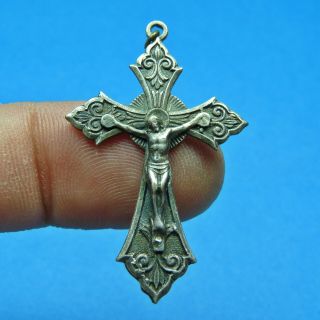 Charm Antique Old Crucifix Cross Medal Pendant Catholic