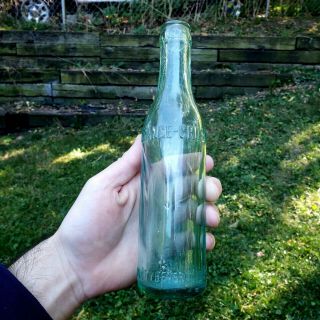 Antique Orange Crush Soda Bottle Binghamton Ny Crude Hand Aqua Straight Side