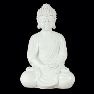 Dharma Emporium Buddha Statue,  Gloss White Finish,  8”,  Meditating,  Amitābha
