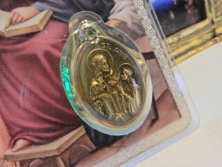 Saint Anne Antique Gold/bronze Tone Medal & Laminated Prayer Card Italy