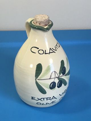 Vintage Colavita Extra Virgin Olive Oil Ceramic Bottle With Cork 6 " Italian Jar
