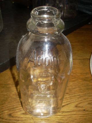 Vintage Rare Antique Adohr Farms Glass Milk Bottle 1 Quart Embossed