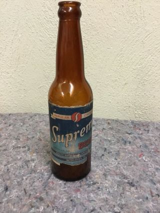 Vintage Supreme Beer Bottle With Most Of Label - Bethlehem,  Pa