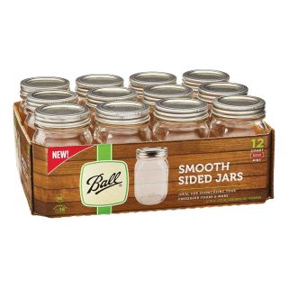 Ball Smooth Glass Mason Jars With Lids & Bands,  Regular Mouth,  16 Oz,  12 Count