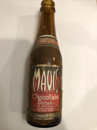 Mavis Bottling Chocolate Amber Soda Bottle Lynchburg Va Paper Label