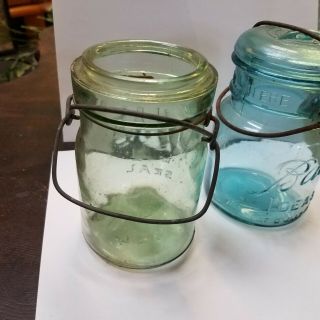 Rare antique old Early ATLAS E - Z SEAL Light Apple Green canning jar no lid estat 3