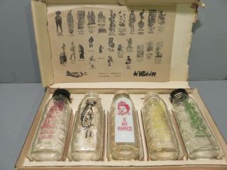 Vintage Knox Glass Nursery Rhyme Baby Bottle Gift Set Box Leechburg Pa