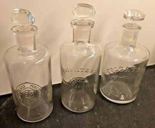 Antique Colgate & Co.  N.  Y.  Apothecary Perfumers Bottles Vintage Ground Stoppers