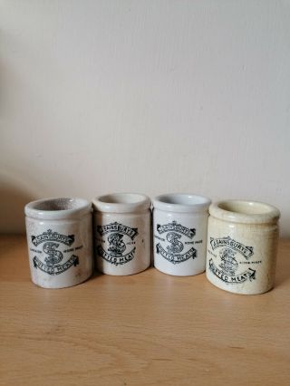 4 Old Stoneware J.  Sainsbury Potted Meat Pots