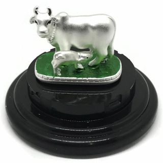 999 Pure Silver Kamdhenu Cow Statue/idol/murti (figurine 01 - Small)