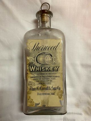 Thos.  G Carroll & Son Co.  Baltimore Md.  Whiskey Bottle Labeled Maryland Bottle