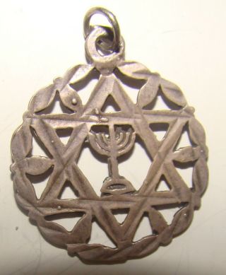 Jewish Judaica Sterling Silver 925 Vintage Israel Necklace Pendant Star Of David