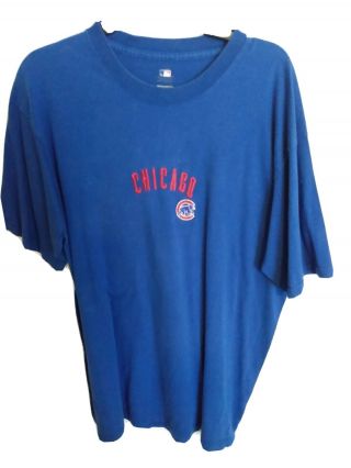 Chicago Cubs Blue Embroidered Logo Short Sleeve T - Shirt Mlb 100 Cotton Size Xl