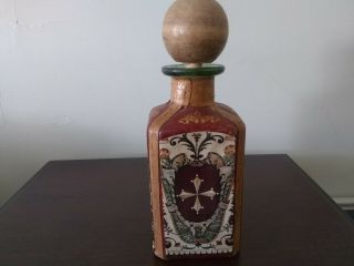 Vintage Leather Covered Liquor/wine Bottle Decanter Made In Italy