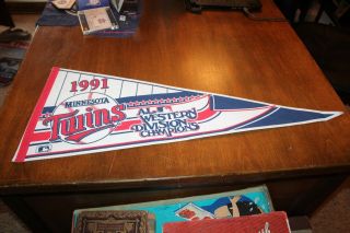1991 Minn Twins American League Western Division Champions Full Size Pennant