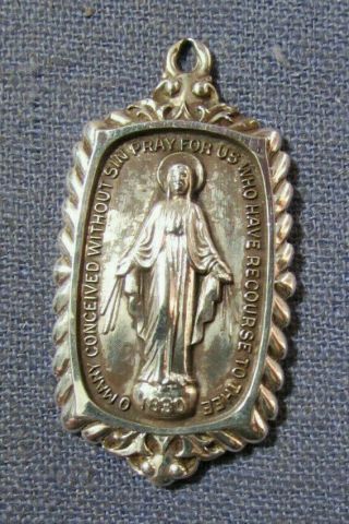 Better Vintage Creed Sterling Silver Catholic Mother Mary Pendant 12 Grams