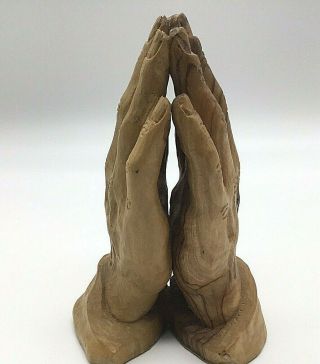 Olive Wood Praying Hands Carved Wood Bethlehem Holy Land Sculpture Statue Figure