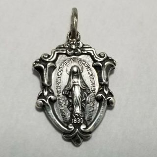 Vintage Creed Sterling Miraculous Medal,  Virgin Mary,  Catholic,  Religious Christ