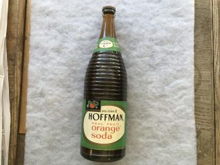 1958 Hoffman Beverages Vintage Orange Soda Paper Label Full Quart Bottle,  Newark