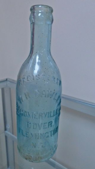 Antique Aqua Glass Soda Bottle From W.  H Cawley Somerville Dover Flemington Nj