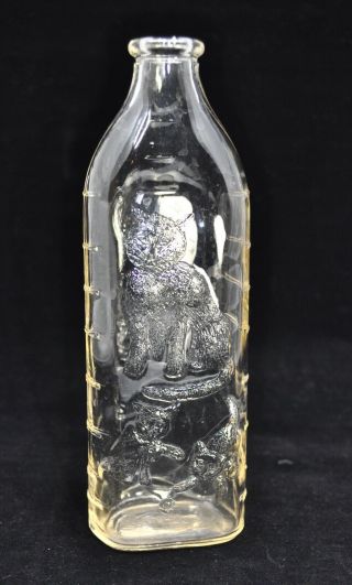 Vintage Glass Baby Bottle With Embossed Cat & Kittens,  Rare Mark?