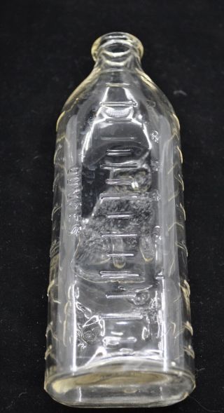 VINTAGE Glass Baby Bottle with Embossed Cat & Kittens,  Rare mark? 3