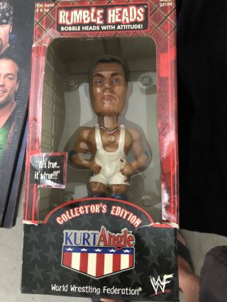 Kurt Angle 2001 Wwf Rumble Heads Bobblehead Wwe Wrestling Autographed Box