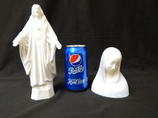 Vintage Jesus Virgin Mary Statues Figures Ceramic Donnelly 1962 Catholic Icon